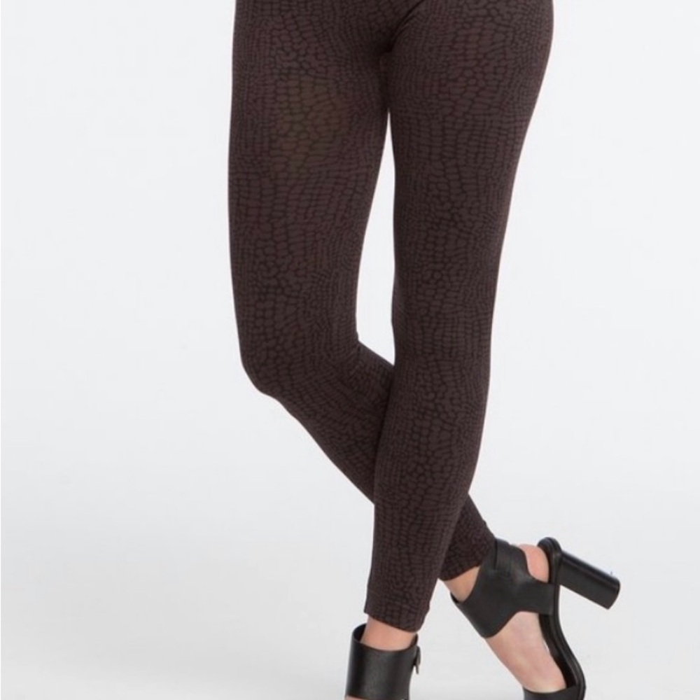 SPANX Look At Me Now Brown Croc Seamless Leggings NWOT